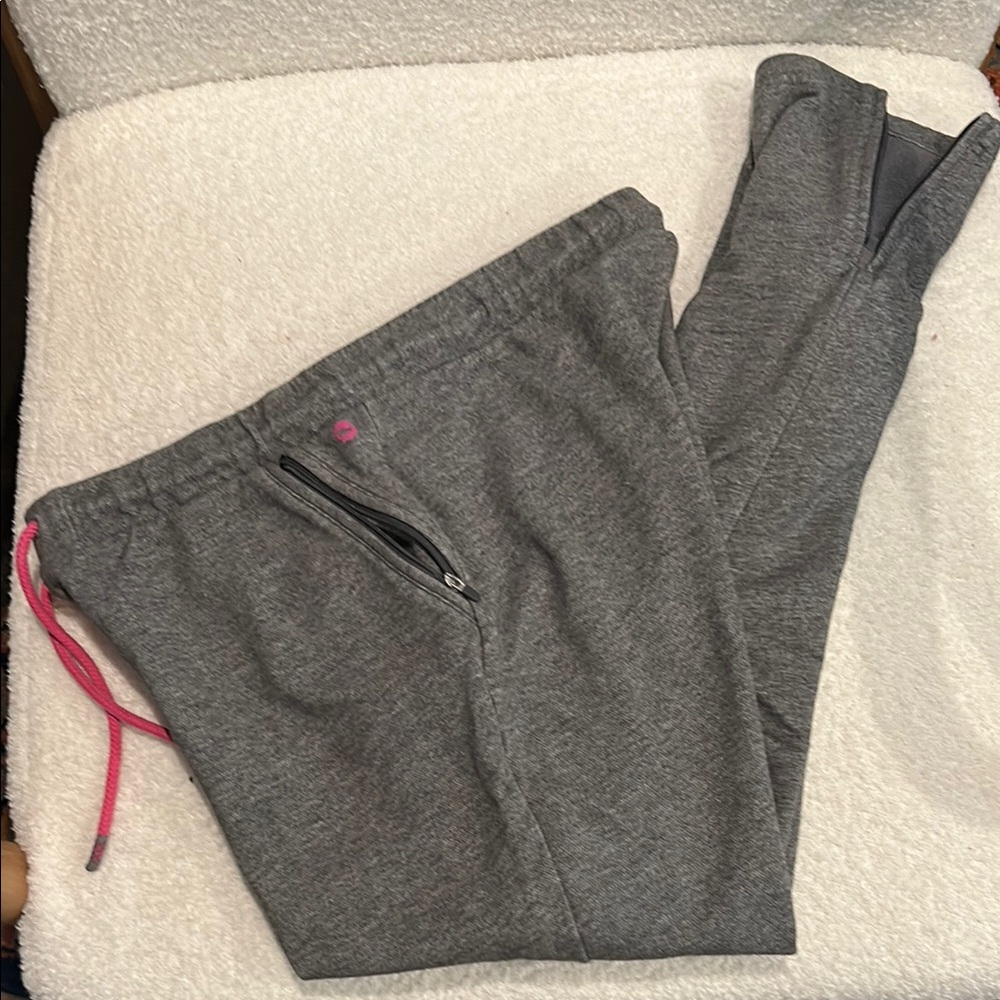 Vineyard Vines Gray Track Joggers with Pink Drawstring